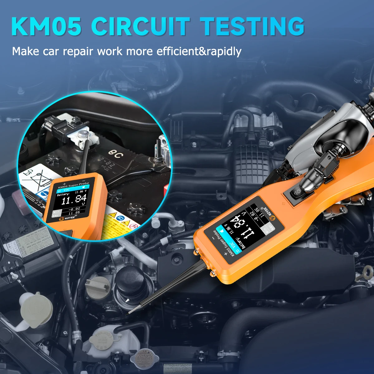Power Tools In Automotive - ชุดทดสอบวงจรไฟรถยนต์ KZYEE KM05 24V 12V เครื่องมือตรวจสอบแรงดันไฟฟ้าและกำลังไฟรถยนต์