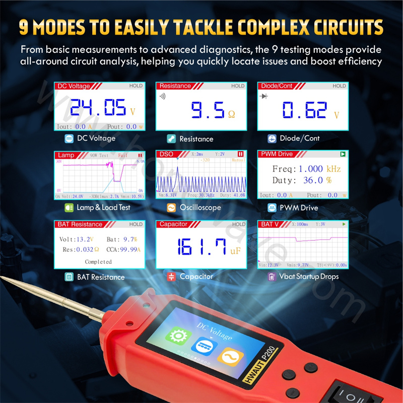 Power Tools In Automotive - P100 P200 ยานยนต์เครื่องทดสอบวงจร 12 V/24 V