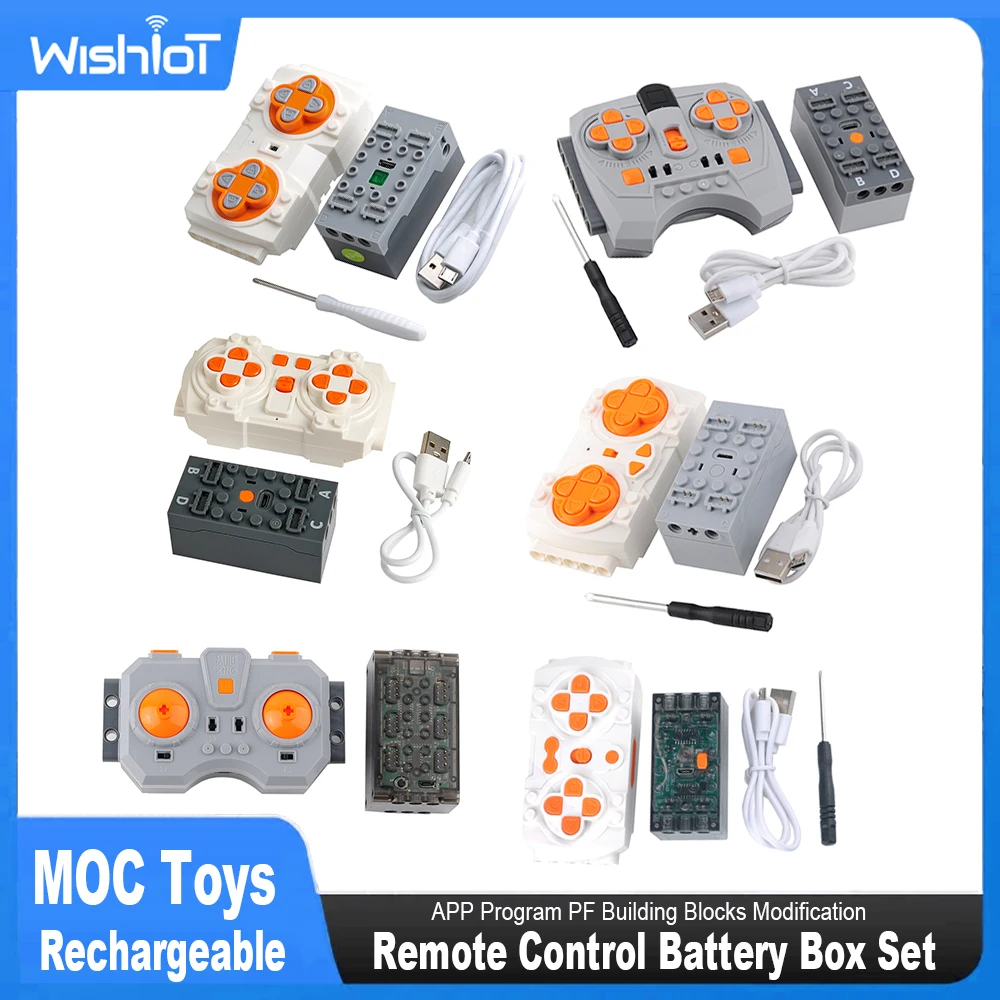 Power Tools Lego - MOC รีโมทคอนโทรลชุดแบตเตอรี่แบบชาร์จไฟได้กล่องบลูทูธ M มอเตอร์ควบคุมความเร็ว APP โปรแกรม