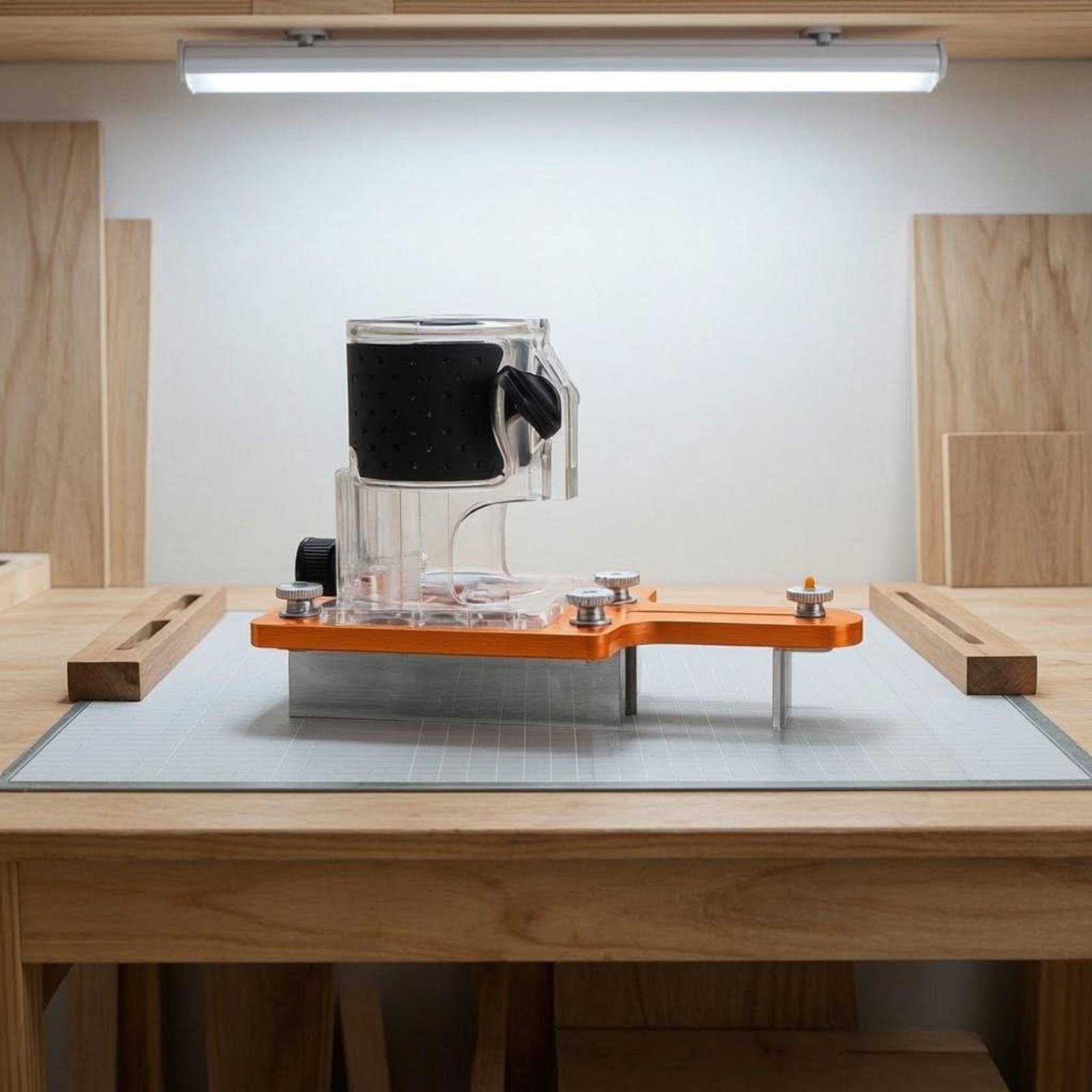 Power Tools Router - ตัวนำร่องสำหรับงานเจาะร่อง โครงโปร่งใส ตัวนำร่องสำหรับงานเจาะร่องแบบหนีบ ตัวยึดเราเตอร์ ตัวกำหนดตำแหน่งขอบ อุปกรณ์เสริมเครื่องมือไฟฟ้า