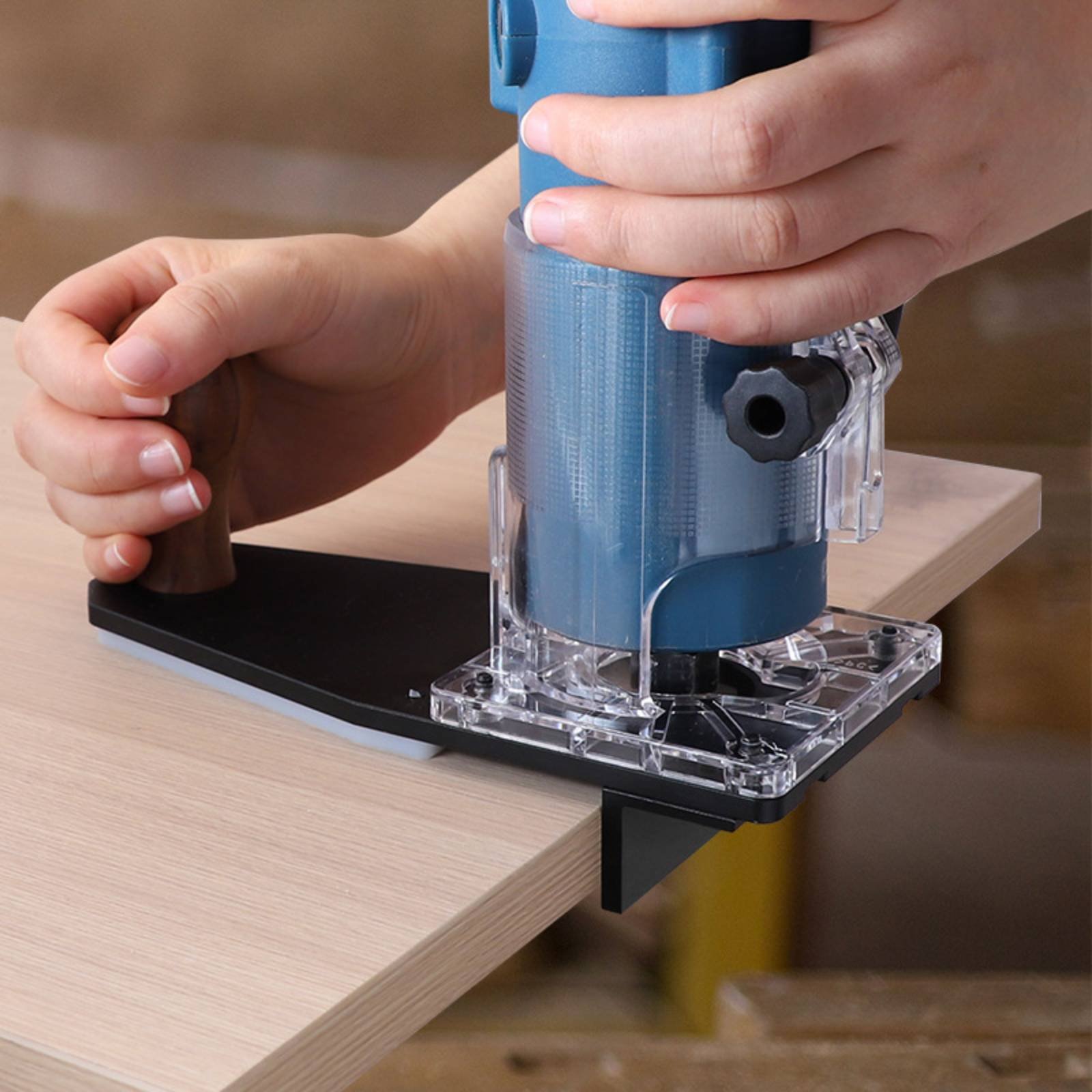 Power Tools Router - ฐานตัดแต่งขอบ ควบคุมการใช้งานได้มั่นคง ฐานเราเตอร์แบบโค้งมน อุปกรณ์เสริมเครื่องมือไฟฟ้า ตัดได้อย่างแม่นยำ โครงสร้างทนทาน