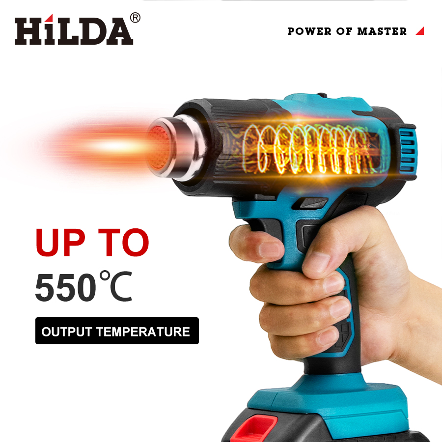 Heat Gun Variable - ปืนลมร้อนแบบมือถือ HILDA ปรับอุณหภูมิได้/ไม่ปรับอุณหภูมิได้ พกพาสะดวก ใช้กับแบตเตอรี่ Makita