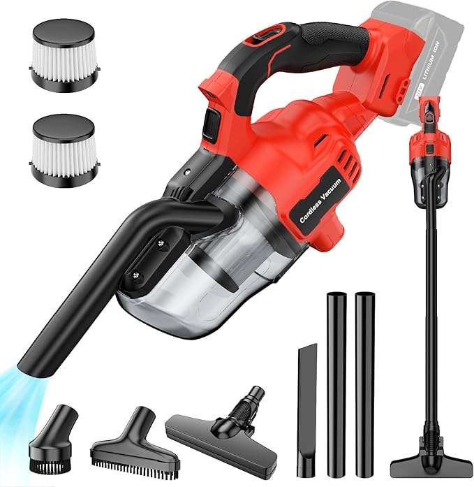 Power Tools Vacuum - เครื่องดูดฝุ่นไร้สายแบบพกพา 16000pa ชาร์จไฟได้ ใช้ได้ทั้งแบบแห้ง/เปียก สำหรับเก็บฝุ่นและขนสัตว์ ใช้กับแบตเตอรี่