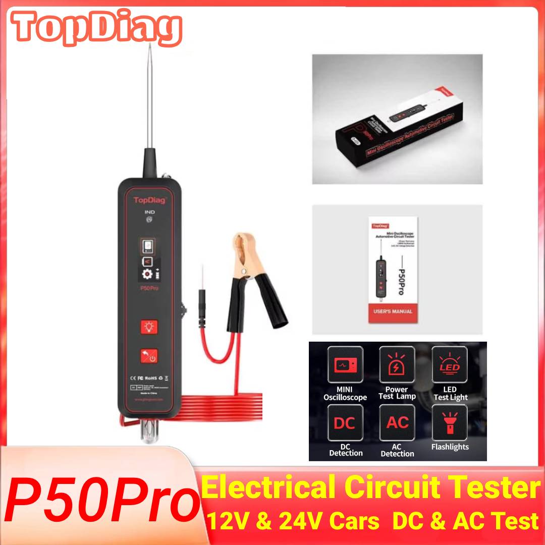 Power Tools In Automotive - Topdiag P50 Pro ยานยนต์เครื่องทดสอบวงจรไฟฟ้า Oscilloscope Power