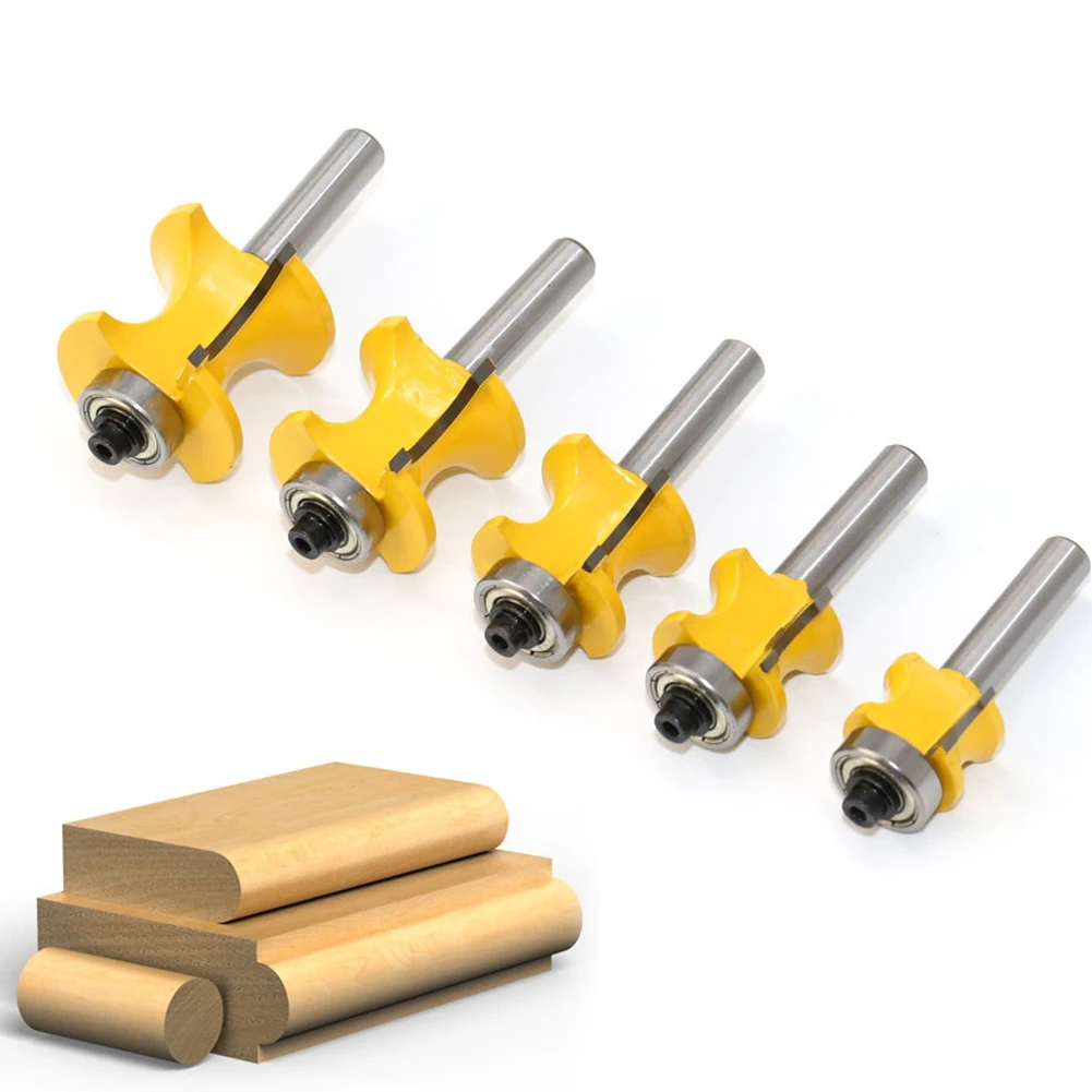 Power Tools Yellow Brand - ดอกกัดเครื่องมือไฟฟ้า ด้ามเหล็กสีเหลือง/เงิน 5 ชิ้น/ชุด คาร์ไบด์อัลลอยด์ สำหรับงานกัดไม้