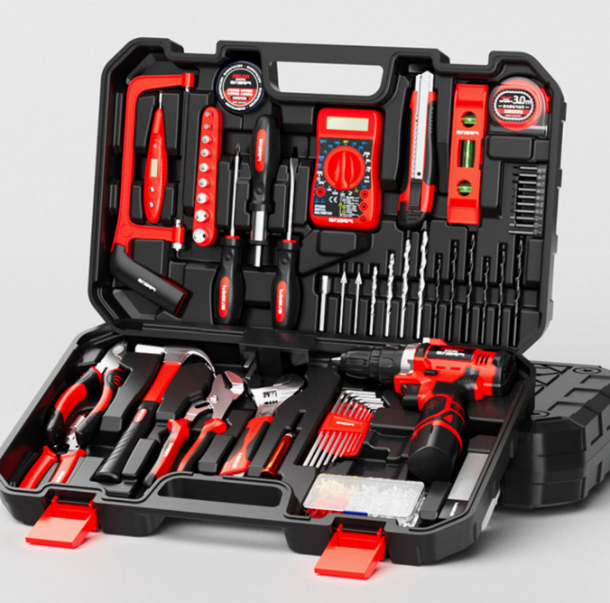 Cordless Drill Driver - ชุดเครื่องมือไฟฟ้าแบบพกพา ไขควงไฟฟ้า เครื่องมืออเนกประสงค์ ชุดสว่านกระแทกไร้สาย เครื่องเจาะไฟฟ้า ชุดกล่องเครื่องมือ
