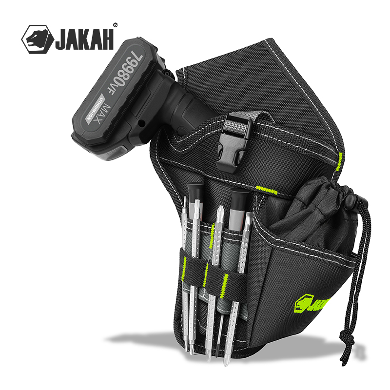 Power Tools Band - กระเป๋าใส่เครื่องมือช่างไฟฟ้า JAKAH, กระเป๋าอเนกประสงค์แบบมืออาชีพพร้อมช่องใส่ของหลายช่อง, กระเป๋าใส่อุปกรณ์ทำงานที่ทนทานสำหรับเข็มขัดใส่เครื่องมือของผู้ชาย