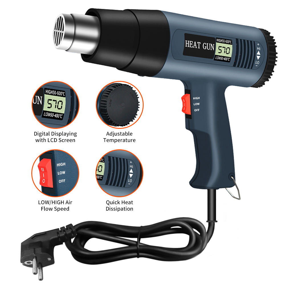 Heat Gun Variable - ปืนเป่าลมร้อน 2000 วัตต์ ความร้อนเร็ว ปรับอุณหภูมิได้ ปรับความเร็วลมได้