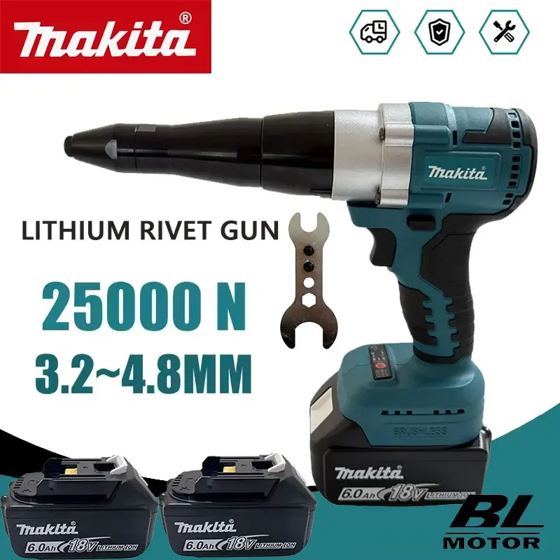 Power Tools Router - ปืนยิงรีเวทไร้สาย Makita 25000N Brushless ขนาด 3.2-4.8