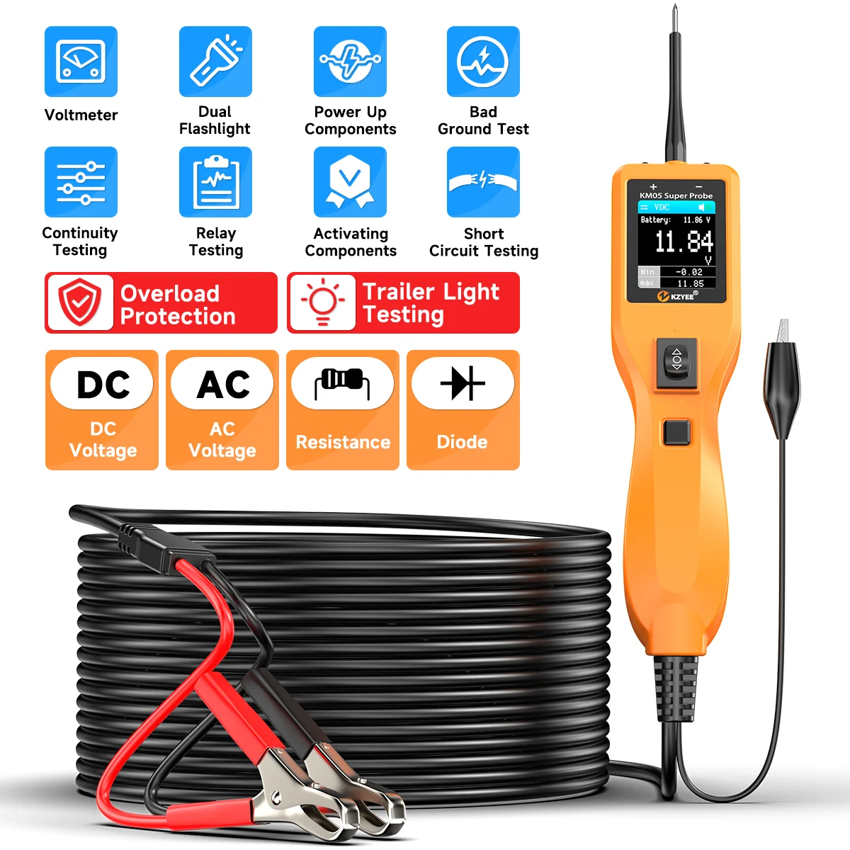 ชุดทดสอบวงจรไฟรถยนต์ KZYEE KM0 - Power Tools In Automotive บทวิจารณ์และราคา