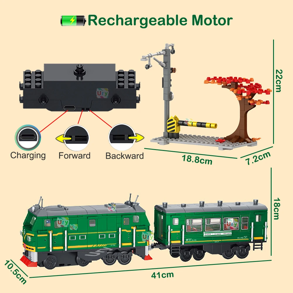 รถไฟไอน้ำสีเขียวสไตล์เรโทร ของ - Power Tools Lego บทวิจารณ์และราคา