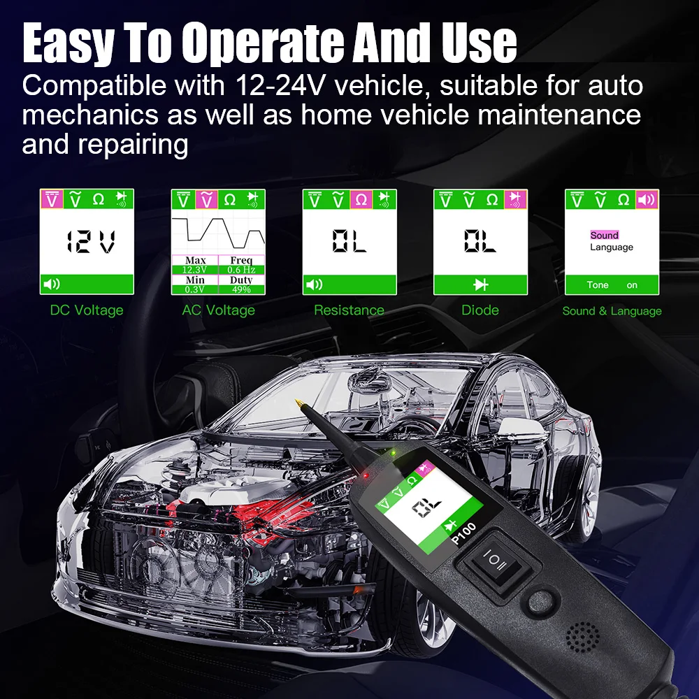 ชุดทดสอบวงจรยานยนต์ P100 12V 2 - Power Tools In Automotive บทวิจารณ์และราคา