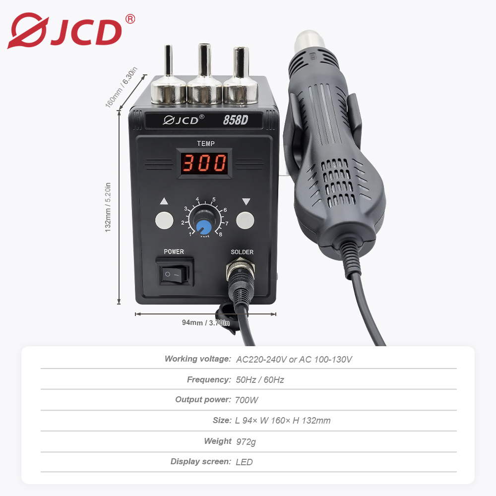 JCD HOT AIR GUN 858D 700W BGA  - Heat Gun Variable บทวิจารณ์และราคา